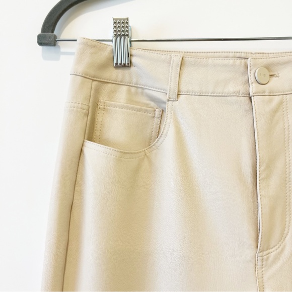 Paige Stella Faux Leather Straight Pants Womens Ecru High Rise Ankle Classic 27 - Picture 7 of 10
